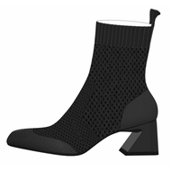 Square-Toe Perforated Heeled Boots (Melissa)