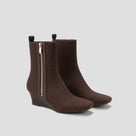 Square-Toe Water-Repellent Boots (Margot Wedge Bootie)
